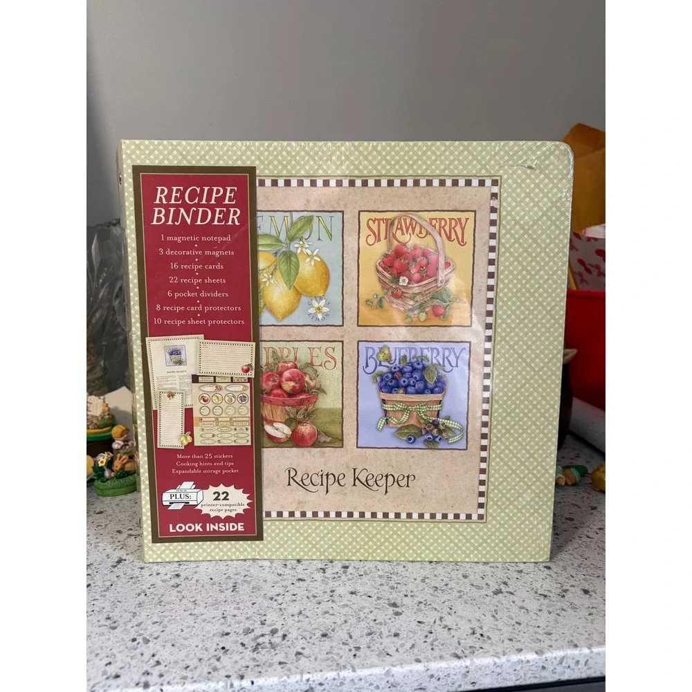 VTG Recipe Binder Keeper Organizer Cookbook Storage Kitchen Recipes Stickers